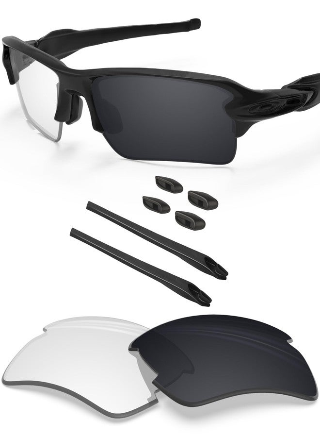 BLAZERBUCK Replacement Lenses & Sock Kit for Oakley Flak 2.0 XL OO9188 - Anti Fog Clear Black Photochromic - Image 1